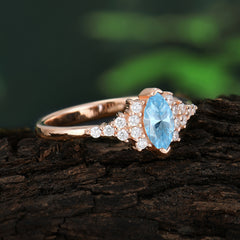 Marquise Cut Vintage Aquamarine Engagement Ring Wedding Ring
