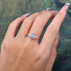 Marquise Cut Vintage Aquamarine Engagement Ring Wedding Ring
