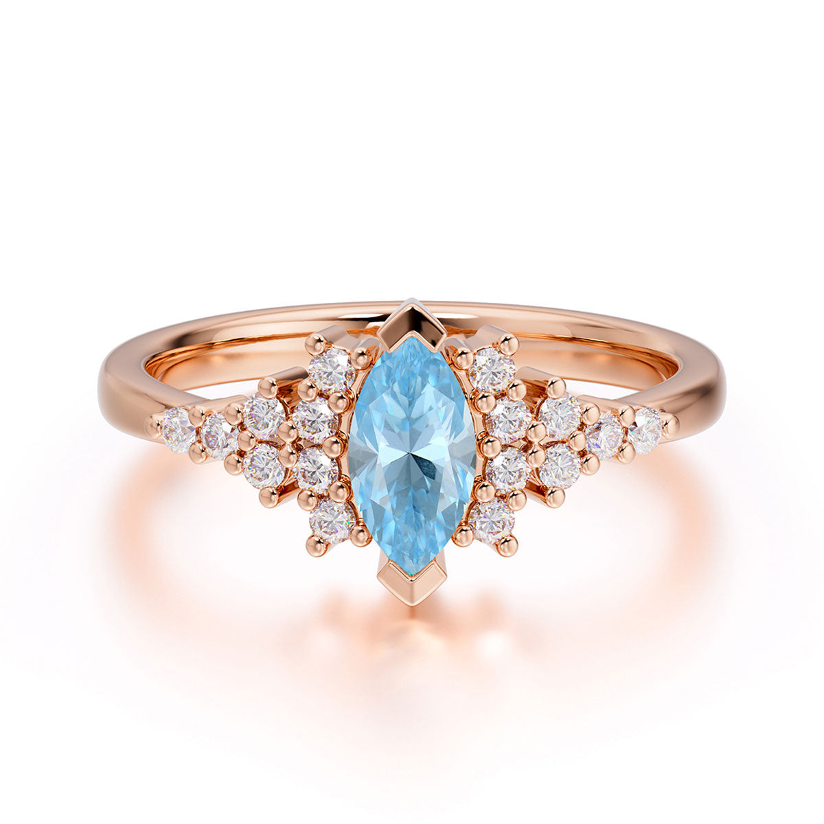 Marquise Cut Vintage Aquamarine Engagement Ring Wedding Ring