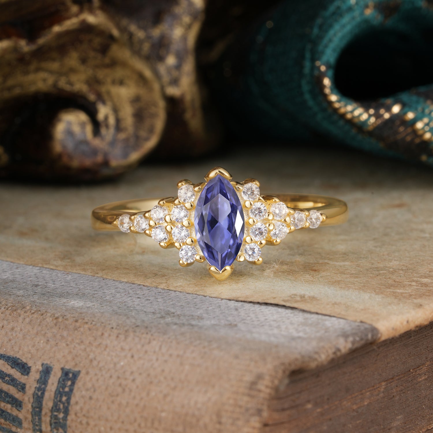 Marquise Cut Vintage Tanzanite Engagement Ring