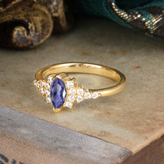 Marquise Cut Vintage Tanzanite Engagement Ring Wedding Ring