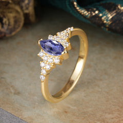 Marquise Cut Vintage Tanzanite Engagement Ring Wedding Ring
