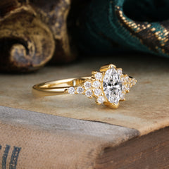2 Prong Marquise Cut Vintage Lab Diamond Engagement Ring Wedding Ring