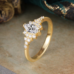 2 Prong Marquise Cut Vintage Lab Diamond Engagement Ring Wedding Ring