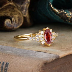 Marquise Cut Vintage Garnet Engagement Ring Wedding Ring