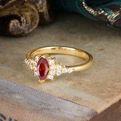 Marquise Cut Vintage Garnet Engagement Ring Wedding Ring