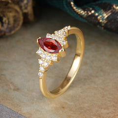 Marquise Cut Vintage Garnet Engagement Ring Wedding Ring