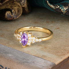 Marquise Cut Amethyst Vintage Engagement Ring