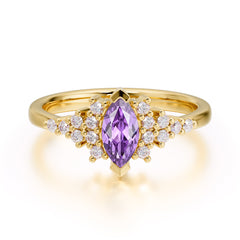 Marquise Cut Vintage Amethyst Engagement Ring Wedding Ring