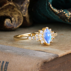 Marquise Cut Vintage Moonstone Engagement Ring Wedding Ring