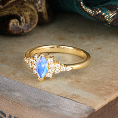 Marquise Cut Vintage Moonstone Engagement Ring Wedding Ring