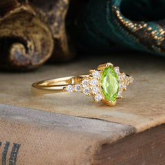 Marquise Cut Vintage Peridot Engagement Ring Wedding Ring