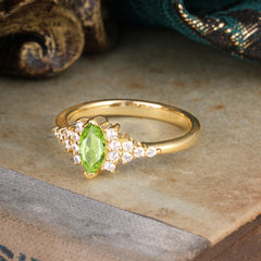 Marquise Cut Vintage Peridot Engagement Ring Wedding Ring