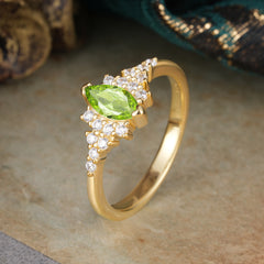 Marquise Cut Vintage Peridot Engagement Ring Wedding Ring