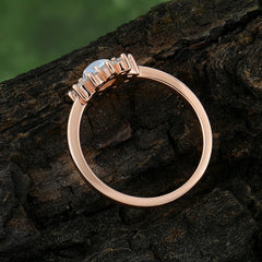 Flower Inspired Unique Cluster Ring Round Cut Moonstone Engagement Ring