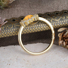 Flower Inspired Unique Cluster Ring Round Cut Citrine Engagement Ring