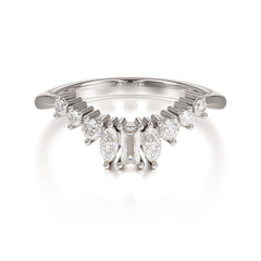 Multi Cuts Moissanite Wedding Band Anniversary Stacking Ring for Women