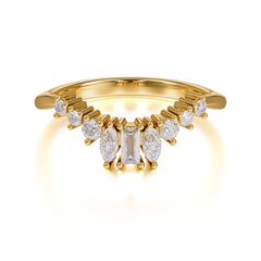 Multi Cuts Moissanite Wedding Band Anniversary Stacking Ring for Women