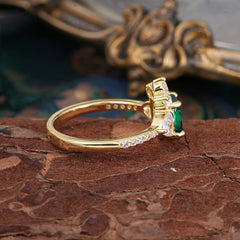 2 Carat Cluster Emerald Promise Ring Unique Oval Shaped Pave Halo Ring