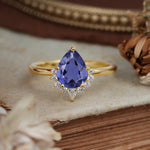 4CT Emerald Cut Tanzanite Engagement Ring Vintage Classic Side Stones Halo Bridal Ring     - Additional view