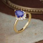 4CT Emerald Cut Tanzanite Engagement Ring Vintage Classic Side Stones Halo Bridal Ring     - Additional view