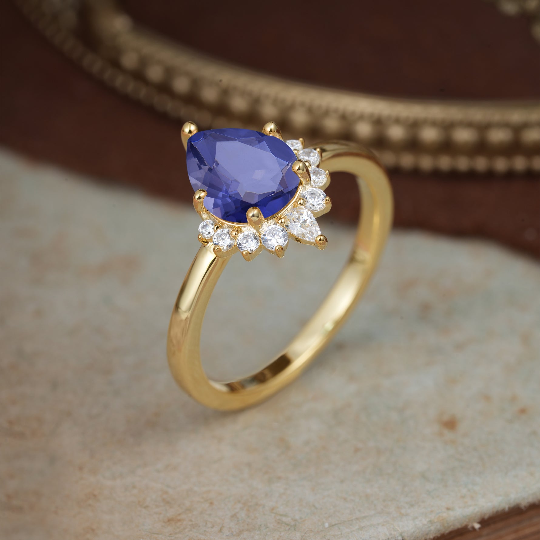 4CT Emerald Cut Tanzanite Engagement Ring Vintage Classic Side Stones Halo Bridal Ring     - Additional view
