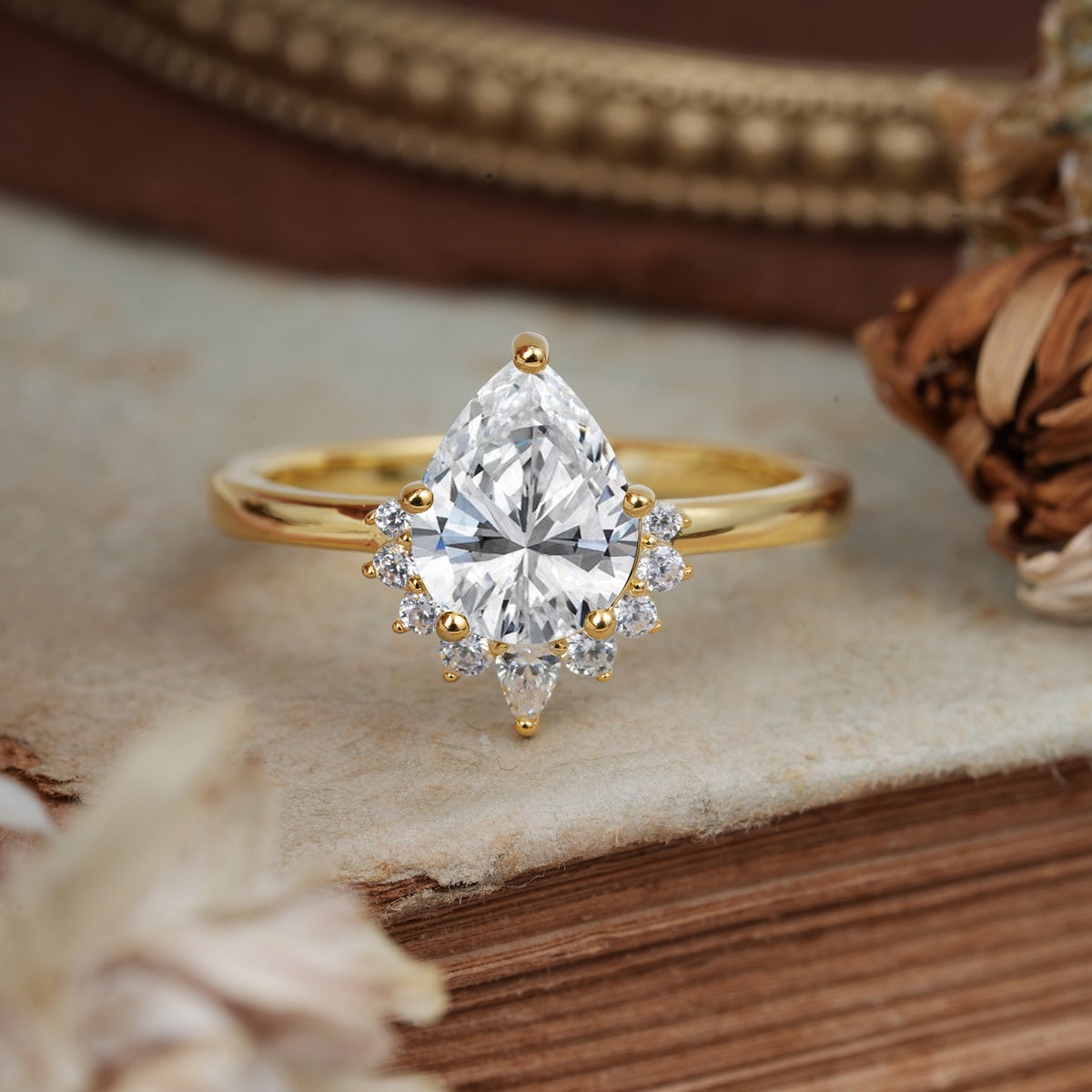 4CT Emerald Cut Lab Diamond Engagement Ring Vintage Classic Side Stones Halo Bridal Ring     - Additional view