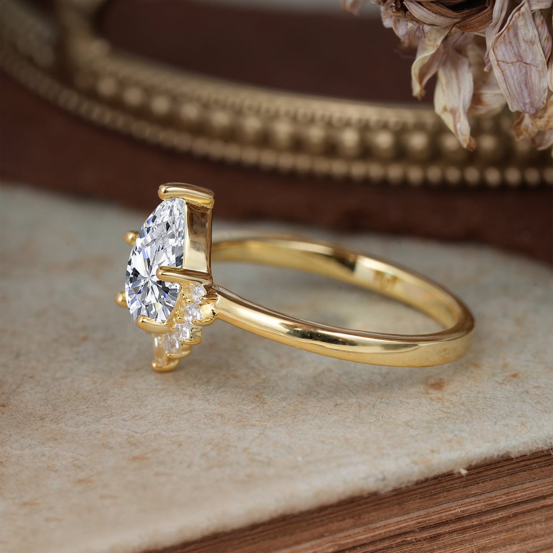 4CT Emerald Cut Lab Diamond Engagement Ring Vintage Classic Side Stones Halo Bridal Ring     - Additional view