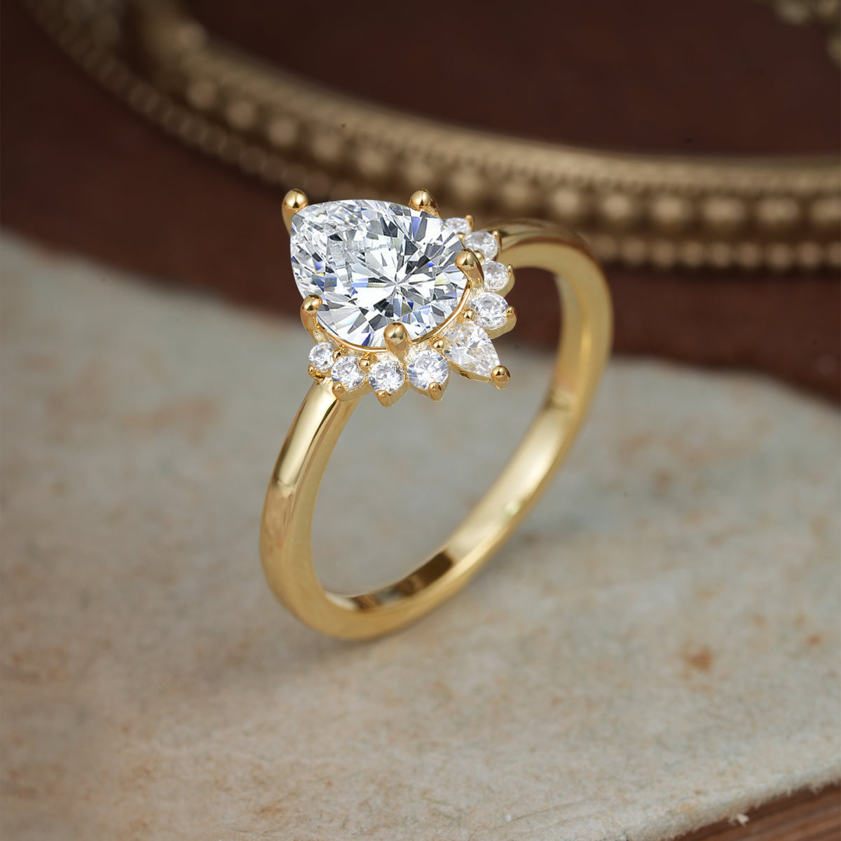 4CT Emerald Cut Lab Diamond Engagement Ring Vintage Classic Side Stones Halo Bridal Ring     - Additional view