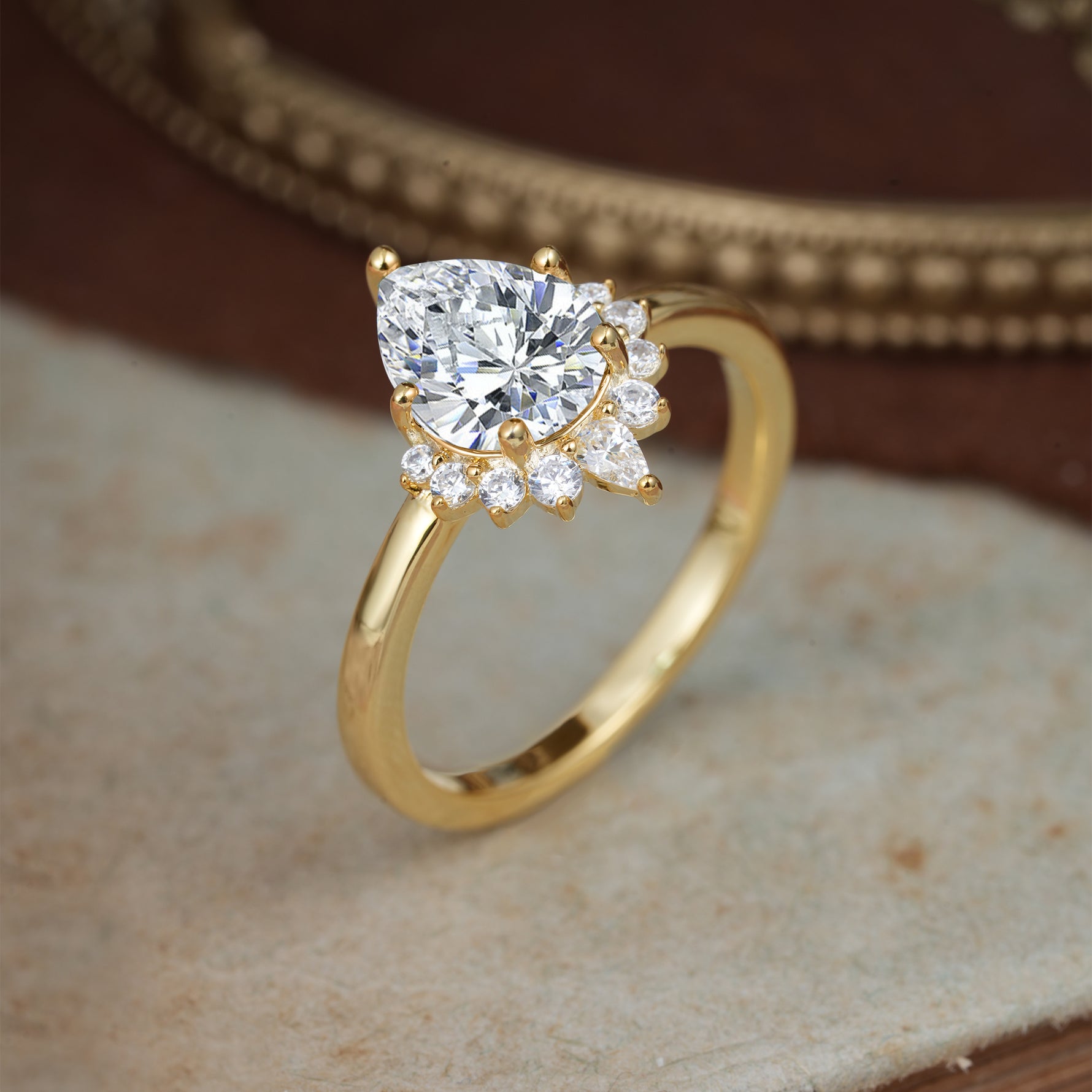 4CT Emerald Cut Lab Diamond Engagement Ring Vintage Classic Side Stones Halo Bridal Ring     - Additional view