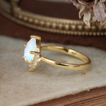 4CT Emerald Cut Moonstone Engagement Ring Vintage Classic Side Stones Halo Bridal Ring     - Additional view