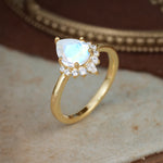 4CT Emerald Cut Moonstone Engagement Ring Vintage Classic Side Stones Halo Bridal Ring     - Additional view