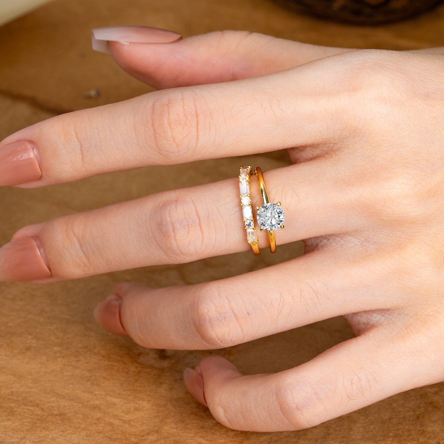 Classic 4 Prong Round Cut Lab Diamond Solitaire Bridal Ring Set