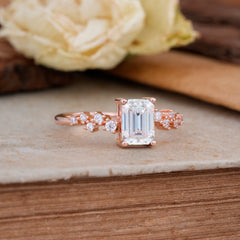 1CT Emerald Cut Moissanite Wedding Band Half Eternity Dainty Stacking Engagement Ring