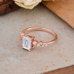 1CT Emerald Cut Moissanite Wedding Band Half Eternity Dainty Stacking Engagement Ring