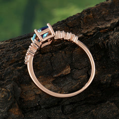 1CT Emerald Cut Alexandrite Wedding Band Half Eternity Dainty Stacking Engagement Ring