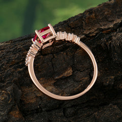 1CT Emerald Cut Ruby Half Eternity Dainty Stacking Engagement Ring