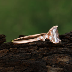 2 Carat Emerald Cut Moissanite Wedding Ring Classic Side Stone Promise Ring