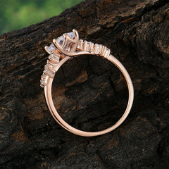2 Carat Emerald Cut Moissanite Wedding Ring Classic Side Stone Promise Ring