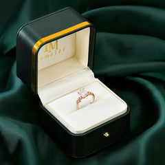 2 Carat Emerald Cut Moissanite Wedding Ring Classic Side Stone Promise Ring