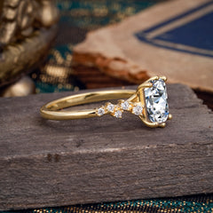 2 Carat Emerald Cut Lab Diamond Wedding Ring Classic Side Stone Promise Ring