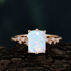 Timeless 3 Carat Emerald Cut Opal Engagement Ring