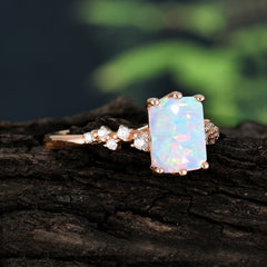 Timeless 3 Carat Emerald Cut Opal Engagement Ring