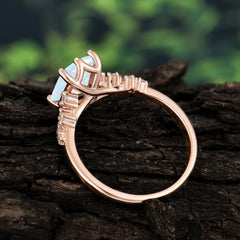 Timeless 3 Carat Emerald Cut Opal Engagement Ring