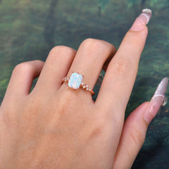 Timeless 3 Carat Emerald Cut Opal Engagement Ring