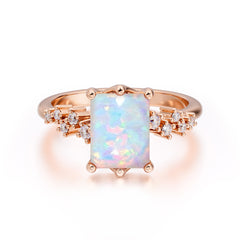 Timeless 3 Carat Emerald Cut Opal Engagement Ring