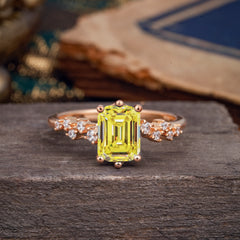 6 Prong Timeless 3 Carat Emerald Cut Citrine Engagement Ring