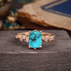 6 Prong Timeless 3 Carat Emerald Cut Turquoise Engagement Ring