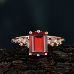 Timeless 3 Carat Emerald Cut Garnet Engagement Ring