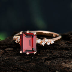 Timeless 3 Carat Emerald Cut Garnet Engagement Ring